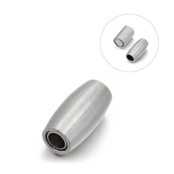

PandaHall Matte 304 Stainless Steel Barrel Magnetic Clasps with Glue-in Ends, Stainless Steel Color, 14x7mm, Hole: 4mm 304 Stainless Steel...