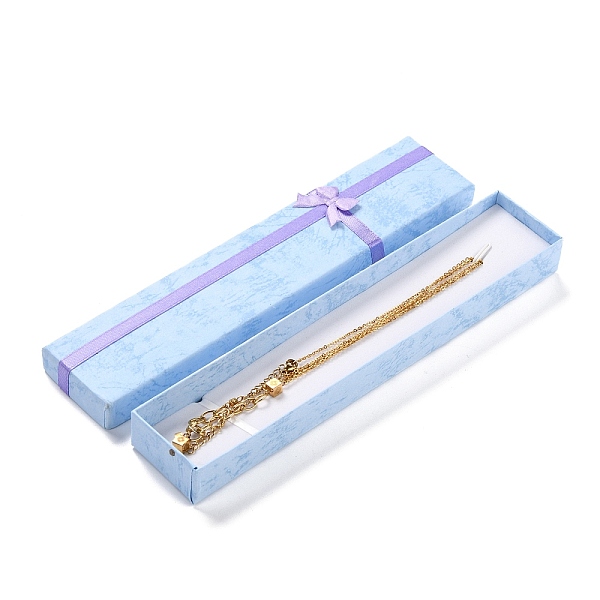 

PandaHall Kraft Paper Jewelry Boxes, Necklace/Watch Boxes, with Sponge, Rectangle with Bowknot, Lavender, 20.25x4.2x2.4cm Paper Rectangle..., Purple