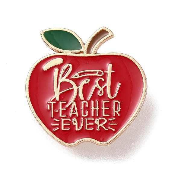 

PandaHall Teacher's Day Theme Rack Plating Light Gold Alloy Brooches, Enamel Pins, Apple, 28x28x1.5mm Alloy+Enamel Apple