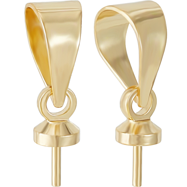 

PandaHall Beebeecraft 1 Box 60Pcs Eye Pin Bail Peg Pendants Charms 18K Gold Plated Brass Cup Peg Bails Connector with 0.8mm Pin for Half...