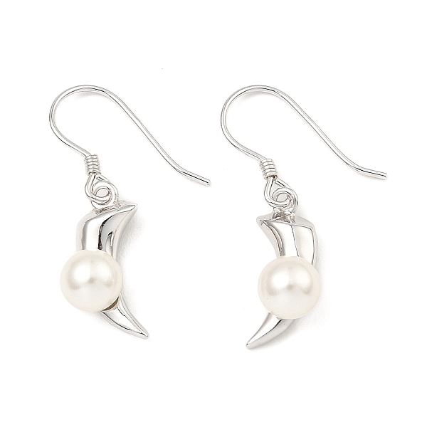 

PandaHall Rhodium Plated 925 Sterling Silver Pepper Dangle Stud Earrings, with Shell Pearl Beaded, WhiteSmoke, 28x6.5mm Sterling Silver..., White