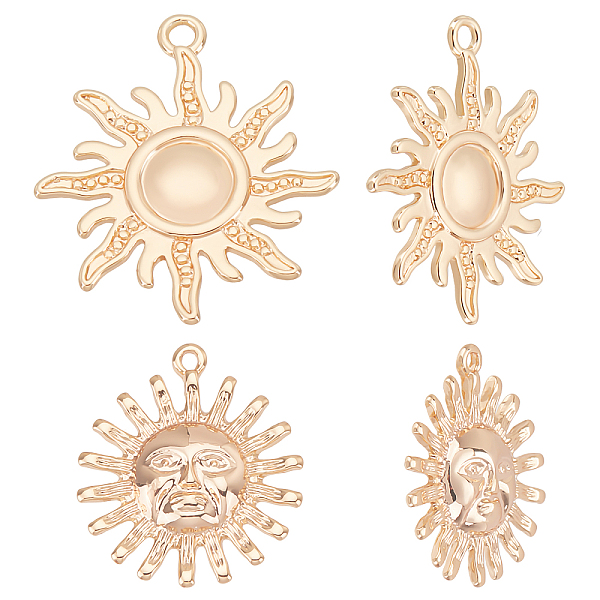 

PandaHall Beebeecraft 1 Box 12Pcs 2 Style Sun Face Charms 18K Gold Plated Antique Solar Pendant Charm Sky Themed Decorations for DIY...