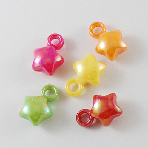 

PandaHall Opaque Acrylic Pendants, AB Color, Star, Mixed Color, 17x12x7mm, Hole: 3mm Acrylic Flower Multicolor