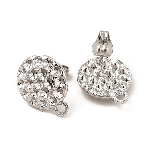 

PandaHall 304 Stainless Steel Stud Earring Findings, Rhinestone Settings with Horizontal Loops, Flat Round, Stainless Steel Color, 15x12mm...