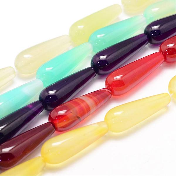 

PandaHall Natural Agate Bead Strands, teardrop, Dyed & Heated, Mixed Color, 30x10mm, Hole: 1mm, about 12~13pcs/strand, 14.5 inch Natural..., Multicolor