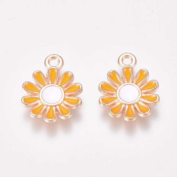 

PandaHall Alloy Enamel Charms, Daisy, Golden, Orange, 15x11.5x2mm, Hole: 1.4mm Alloy+Enamel Flower Orange