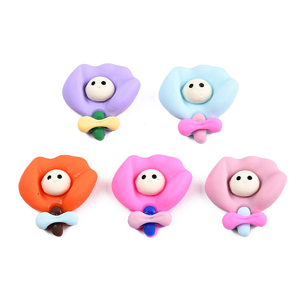 

PandaHall Opaque Resin Cabochons, Bouquet with Smiling Face Pattern, Mixed Color, 20~20.5x19.5~20x5.5~6mm Resin Flower Multicolor