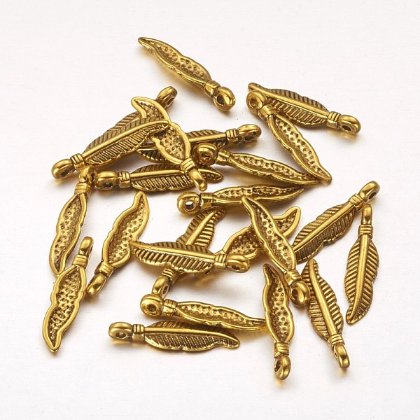 

PandaHall Tibetan Style Alloy Pendants, Antique Golden, Lead Free & Cadmium Free, about 4mm wide, 19mm high, 2mm thick, hole: 1.5mm Alloy...