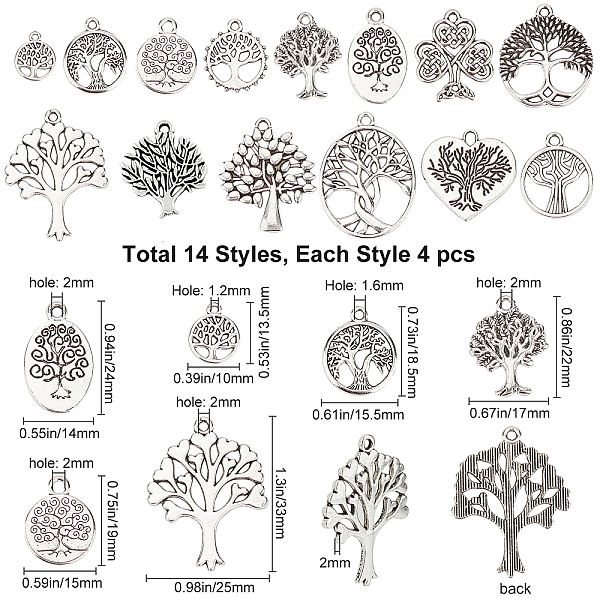 

PandaHall SUNNYCLUE Tibetan Style Alloy Pendants, Tree of Life, Antique Silver, 20x16x2mm, Hole: 1.5mm Alloy Tree