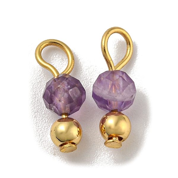 

PandaHall Natural Amethyst Faceted Round Charms, with Golden Tone Brass Beads and 304 Stainless Steel Loops, 12x4mm, Hole: 2.5mm Amethyst...