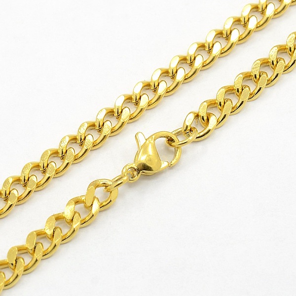 

PandaHall Men's 304 Stainless Steel Curb Chain Necklaces, with Lobster Claw Clasps, Faceted, Golden, 24.4 inch(62cm) 304 Stainless Steel