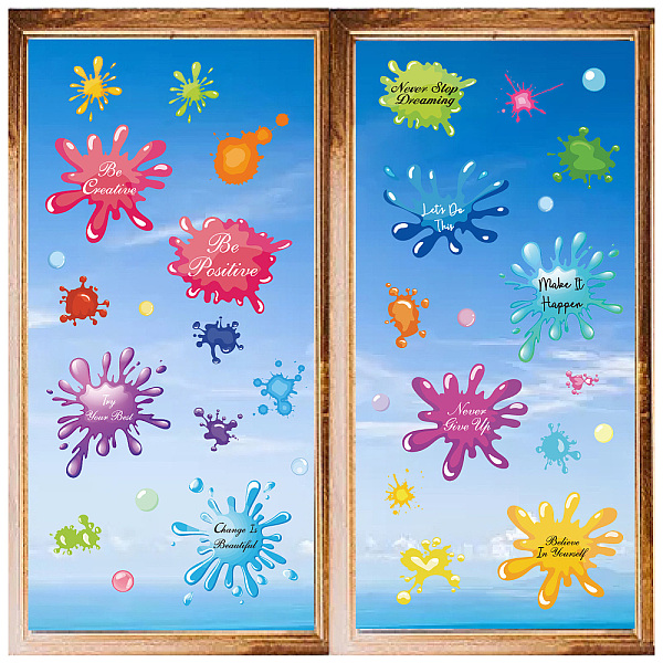

PandaHall 8 Sheets 8 Styles PVC Waterproof Wall Stickers, Self-Adhesive Decals, for Window or Stairway Home Decoration, Paint Splatter...