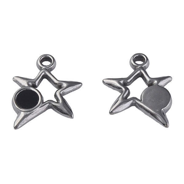 

PandaHall 304 Stainless Steel Charms, with Dyed Black Shell, Star, Stainless Steel Color, 15x13x2mm, Hole: 1.6mm Stainless Steel+Shell Star...