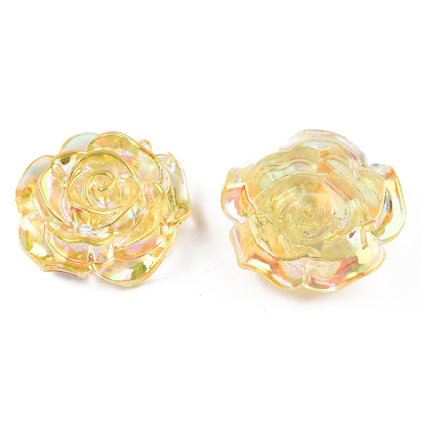 

PandaHall Transparent ABS Plastic Cabochons, AB Color Plated, Rose, Gold, 24x23.5x9mm ABS Plastic Flower Gold