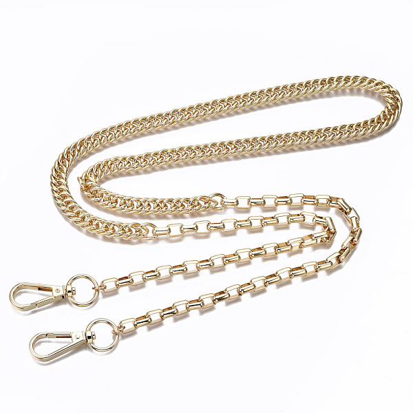 

PandaHall Bag Chains Straps, Brass Curb Link Chains and Iron Cable Link Chains, with Alloy Swivel Clasps, for Bag Replacement Accessories...