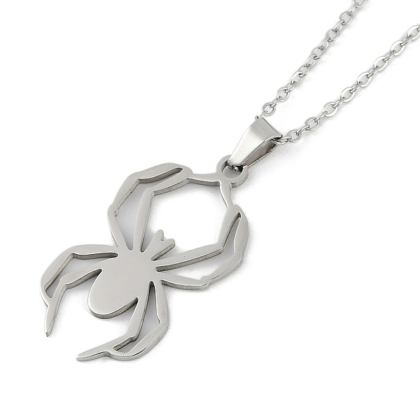 Halloween Series 202 Stainless Steel Cable Chain Spider Pendant Necklaces