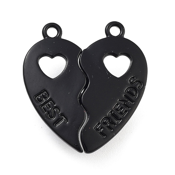 

PandaHall Alloy Enamel Split Pendants, Magnetic Charms, Heart with Word Best Friends, Black, 28x25x2mm, Hole: 2mm Alloy+Enamel Heart Black