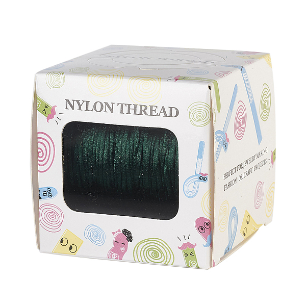 

PandaHall Nylon Thread, Rattail Satin Cord, Sea Green, 1.0mm, about 76.55 yards(70m)/roll Nylon Green