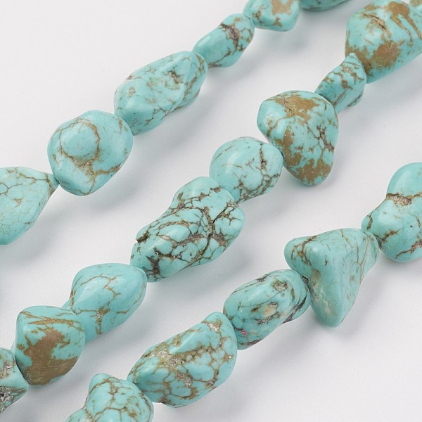 

PandaHall Natural Green Turquoise Beads Strands, Nuggets, 9~19x7~12x5~11mm, Hole: 1mm, about 30pcs/strand, 15.55 inch Natural Turquoise...