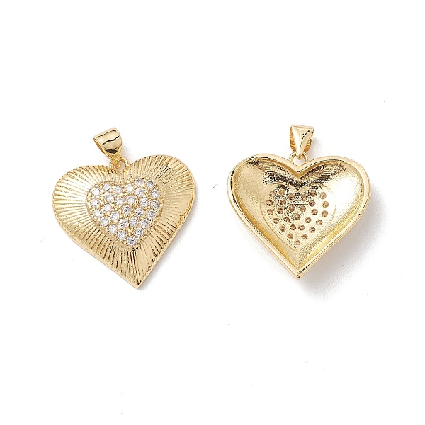 

PandaHall Rack Plating Brass Pendants, with Cubic Zirconia, Heart Charm, Cadmium Free & Lead Free, Long-Lasting Plated, Real 18K Gold Plated..., Clear