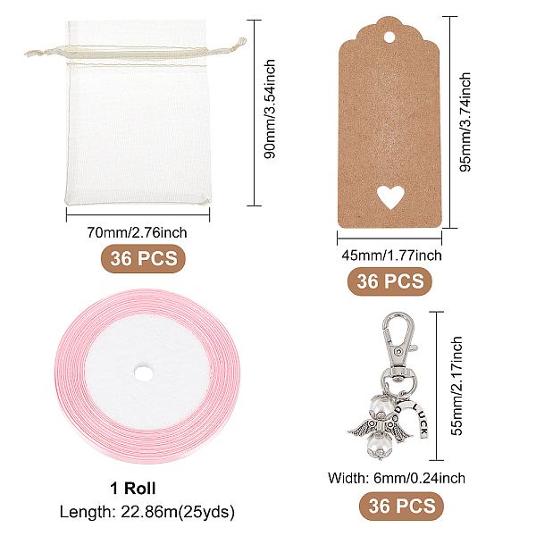 

PandaHall DIY Angel Series Keychain Gift Kits, Including Horseshoe Alloy Keychain, Organza Gift Bags, Ribbon and Jewelry Display Tags...