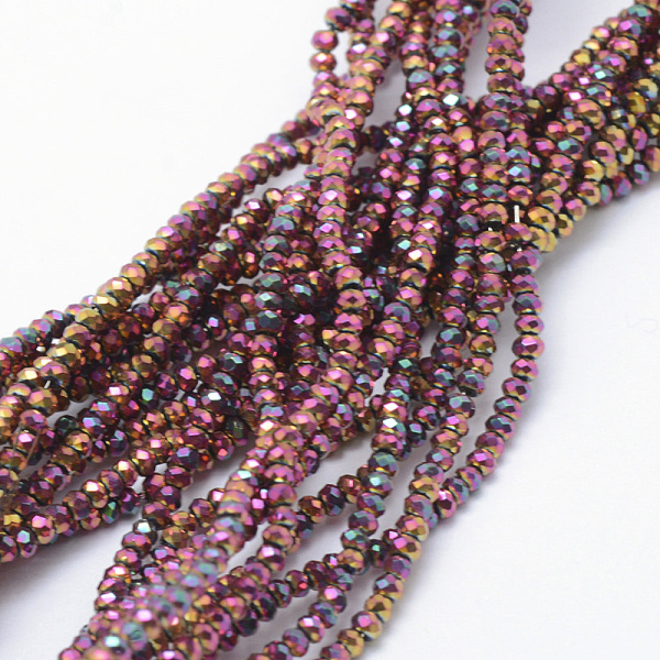 

PandaHall Electroplate Glass Beads Strands, Full Plated, Faceted, Rondelle, Multi-color Plated, 2.5x1.5mm, Hole: 0.5mm, about 189pcs/strand...