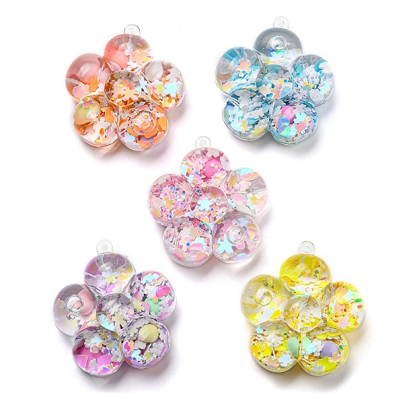 

PandaHall Luminous Transparent Acrylic Big Pendants, Plastic with Star Quicksand Nail Polish, Sunflower, Mixed Color, 53x49x23mm, Hole: 2mm..., Multicolor
