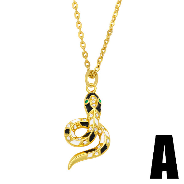 

PandaHall Fashionable Snake Pendant Necklace for Women, Retro and Versatile Sweater Chain, Golden Brass