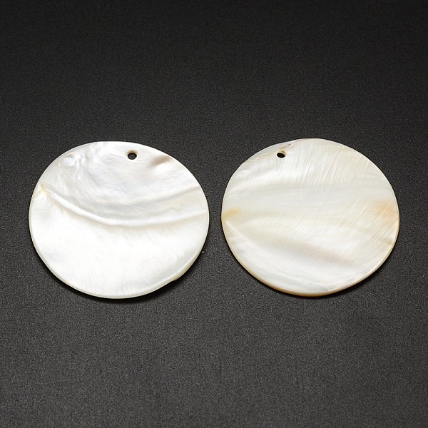Flat Round Freshwater Shell Pendants