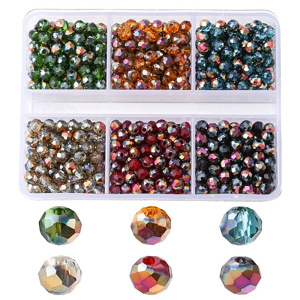 

PandaHall 6 Strands 6 Colors Electroplated Transparent Glass Beads Strands, Half Rose Gold Plated, Faceted, Rondelle, Mixed Color, 4x3mm..., Multicolor