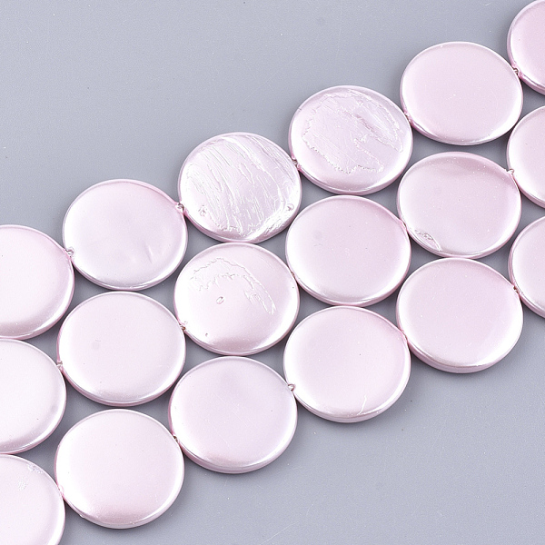 

PandaHall Shell Pearl Beads Strands, Spray Painted, Flat Round, Pink, 20x3mm, Hole: 1mm, about 20pcs/strand, 15.9 inch Shell Pearl Flat...