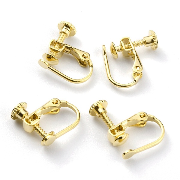 

PandaHall Brass Clip-on Earring Findings, Spiral Ear Clip, Screw Back Non Pierced Earring Converter, Real 24K Gold Plated, 14.5x12.5x5mm...
