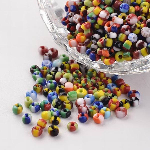 

PandaHall 8/0 Opaque Colours Seep Glass Beads, Round Seed Beads, Mixed Color, 2.5~3x2~3mm, Hole: 0.8mm, about 1666pcs/50g Glass Multicolor