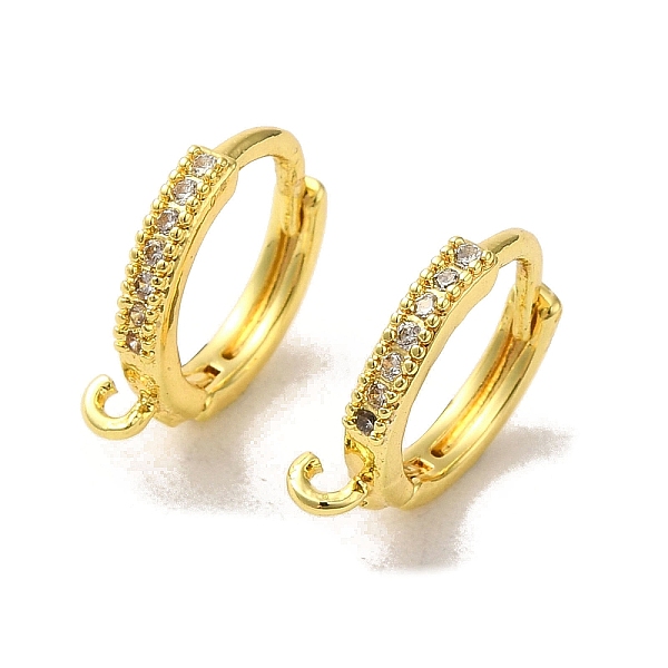 

PandaHall Brass Hoop Earring Findings, with Cubic Zirconia, Real 24K Gold Plated, 14x2mm, Hole: 1.2mm, Pin: 0.8mm Brass