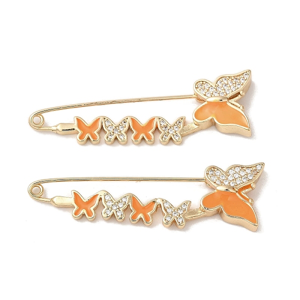 

PandaHall Real 18K Gold Plated Brass with Rhinestone Brooches, Enamel Pins, Butterfly, 11.5x43.5x5.5mm Brass Butterfly Orange