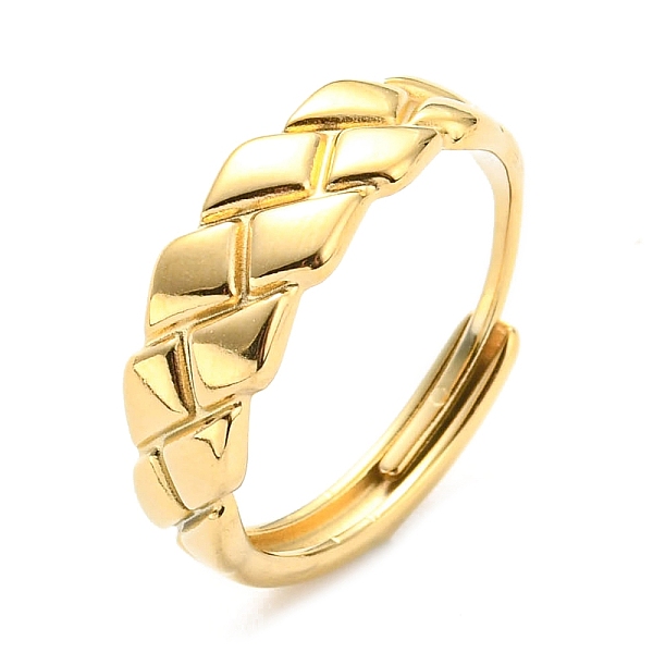 304 Stainless Steel Grooved Rhombus Adjustable Ring For Women