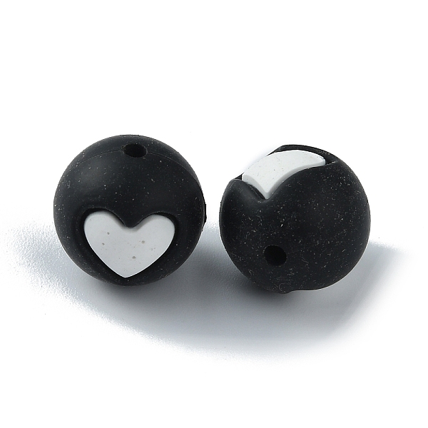 

PandaHall Food Grade Eco-Friendly Silicone Beads, Chewing Beads For Teethers, DIY Nursing Necklaces Making, Round with Heart, White...