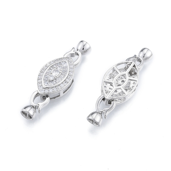 

PandaHall Brass Fold Over Clasps, with Crystal Rhinestone Findings, Horse Eye, Real Platinum Plated, Clasp: 12x7x5.5mm, Inner Diameter..., Clear