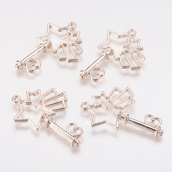 

PandaHall Alloy Open Back Bezel Pendants, For DIY UV Resin, Epoxy Resin, Pressed Flower Jewelry, Star Key, Rose Gold, 37x25x3mm, Hole: 2mm...