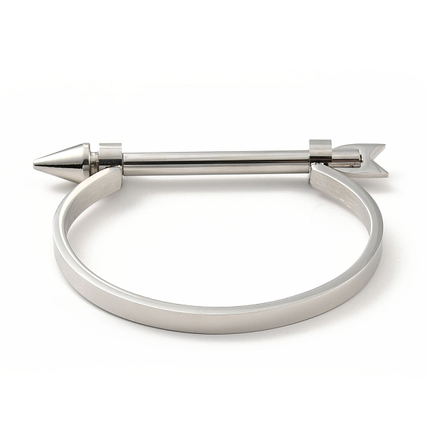 

PandaHall 304 Stainless Steel D Shape Bangle with Arrow Screw, Shackle Horseshoe Bangle for Men Women, Stainless Steel Color, Inner Diameter...