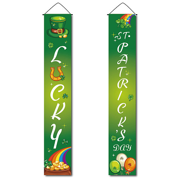 PandaHall Rectangle Door Wall Hanging Polyester Sign for Festival, for Festival Party Decoration Supplies, Lucky Saint Patrick's Day, Green...