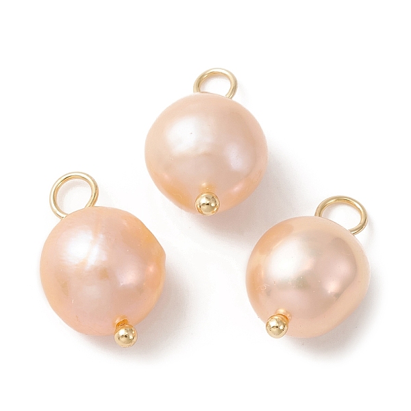 

PandaHall Natural Freshwater Pearl Pendants, Potato Charms with Golden Plated Brass Loops, PeachPuff, 16~17x8~9x8~8.5mm, Hole: 2.5~3mm Pearl..., Brown