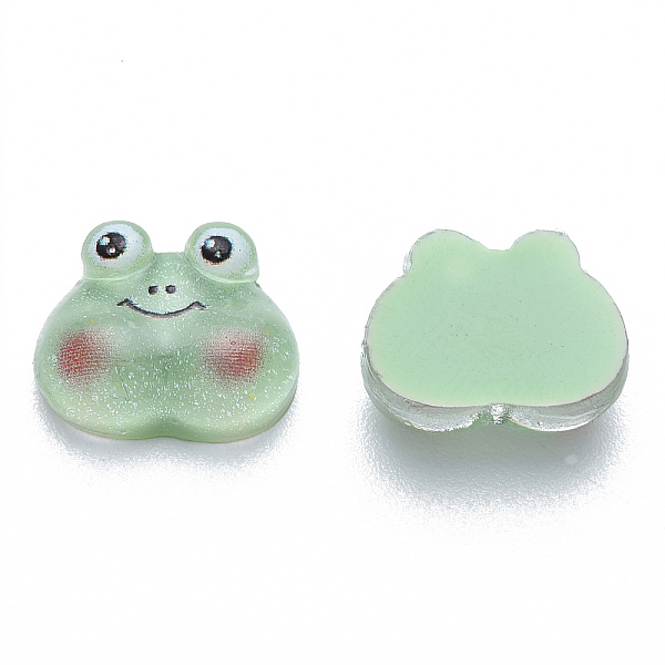 

PandaHall Translucent Resin Decoden Cabochons, Printed, Frog, Medium Aquamarine, 9x11x4mm Resin Other Animal