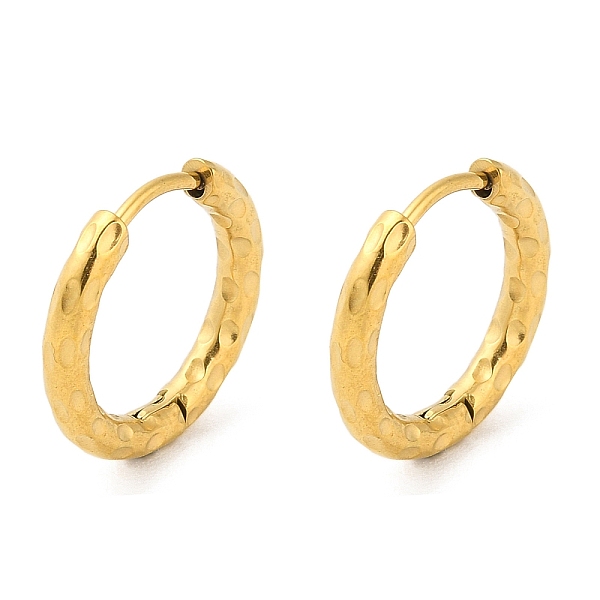 

PandaHall Ion Plating(IP) 304 Stainless Steel Textured Huggie Hoop Earrings, Real 18K Gold Plated, 16x2.5mm 304 Stainless Steel Ring