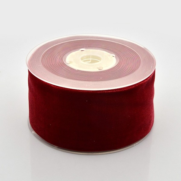 

PandaHall Polyester Velvet Ribbon for Gift Packing and Festival Decoration, Dark Red, 2 inch(50mm), about 20yards/roll(18.29m/roll) Velvet...