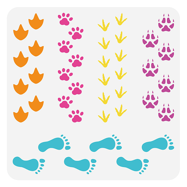 

PandaHall PET Hollow Out Drawing Painting Stencils, for DIY Scrapbook, Photo Album, Footprint, 30x30cm Plastic Footprint