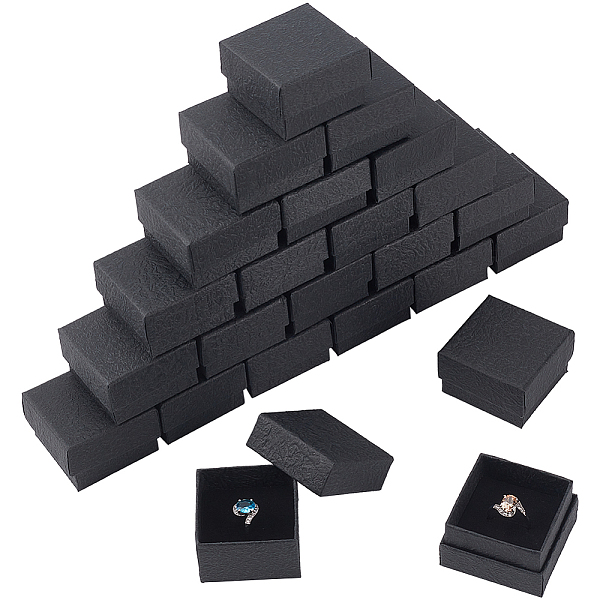 

PandaHall 24 Pcs Texture Paper Jewelry Gift Boxes, 2.01x2.01x1.3 Inch Square Jewelry Storage Case with Sponge Inside Mini Gift Boxes with..., Black