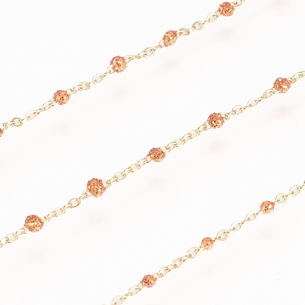 

PandaHall 304 Stainless Steel Handmade Beaded Chain, Cable Chains, with Enamel and Glitter Powder, Long-Lasting Plated, Soldered, with Spool..., Orange