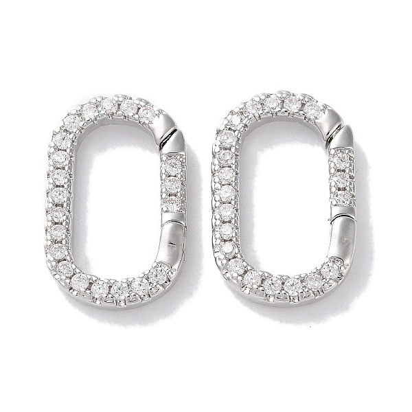 

PandaHall Rack Plated Brass Micro Pave Cubic Zirconia Clasps, Long-Lasting Plated, Lead Free & Cadmium Free, Oval, Clear, 17x10.5x2.5mm...