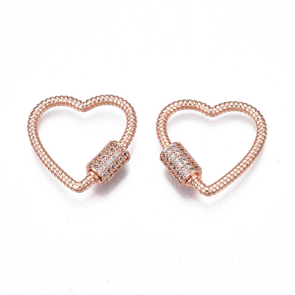

PandaHall Brass Micro Pave Clear Cubic Zirconia Screw Carabiner Lock Charms, for Keychain Making, Heart, Rose Gold, 24x23~24x6mm, Column...